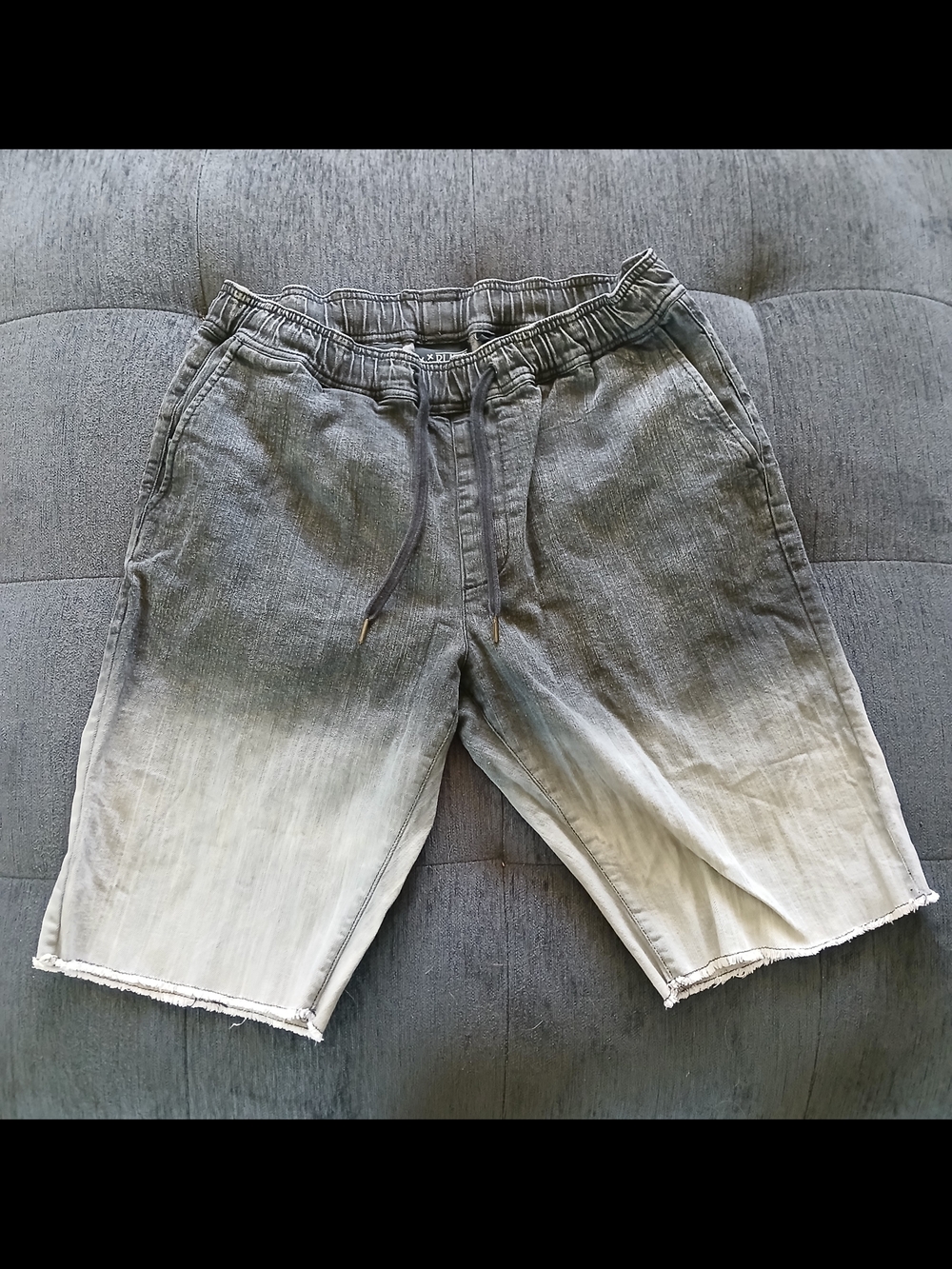 RUDE Men's Gray Ombre Drawstring Denim Shorts